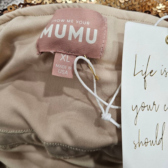 Show Me Your Mumu Taylor Tube Dress Gold Ombre Sequins Sz XL - Picture 3 of 10